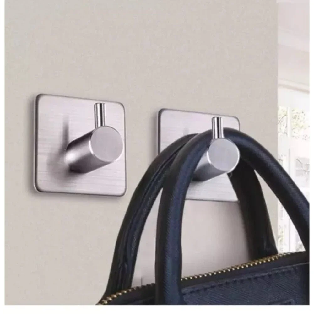 Adhesive Hooks Heavy Duty Wall Hooks Waterproof Stainless Steel Hooks 4-Packs